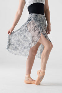 25" Long Wrap Skirt in Peacock Toile Print Mesh AW512PT