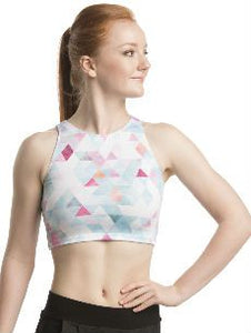 Sleeveless Crop Top in Triangles Print - AW321TR