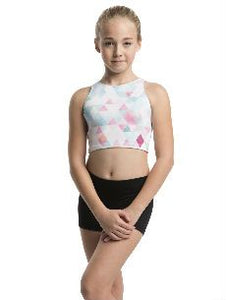 Girls Sleeveless Crop Top Triangles Print - AW321TR G